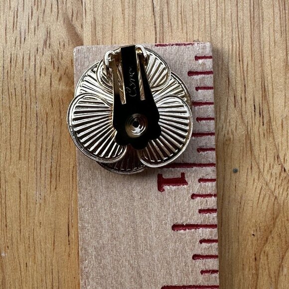Vintage Coro Earrings‎ Gold Tone Flower Clip On Fashion Jewelry Rare 1" MCM - Picture 8 of 8